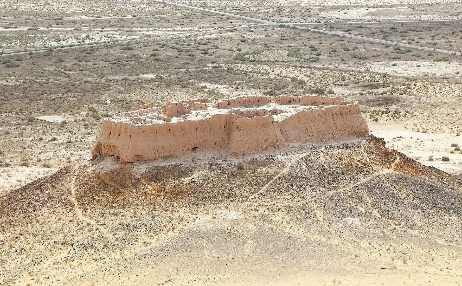 Ayaz-Kala fortress on its hill above the Kyzylkum desert