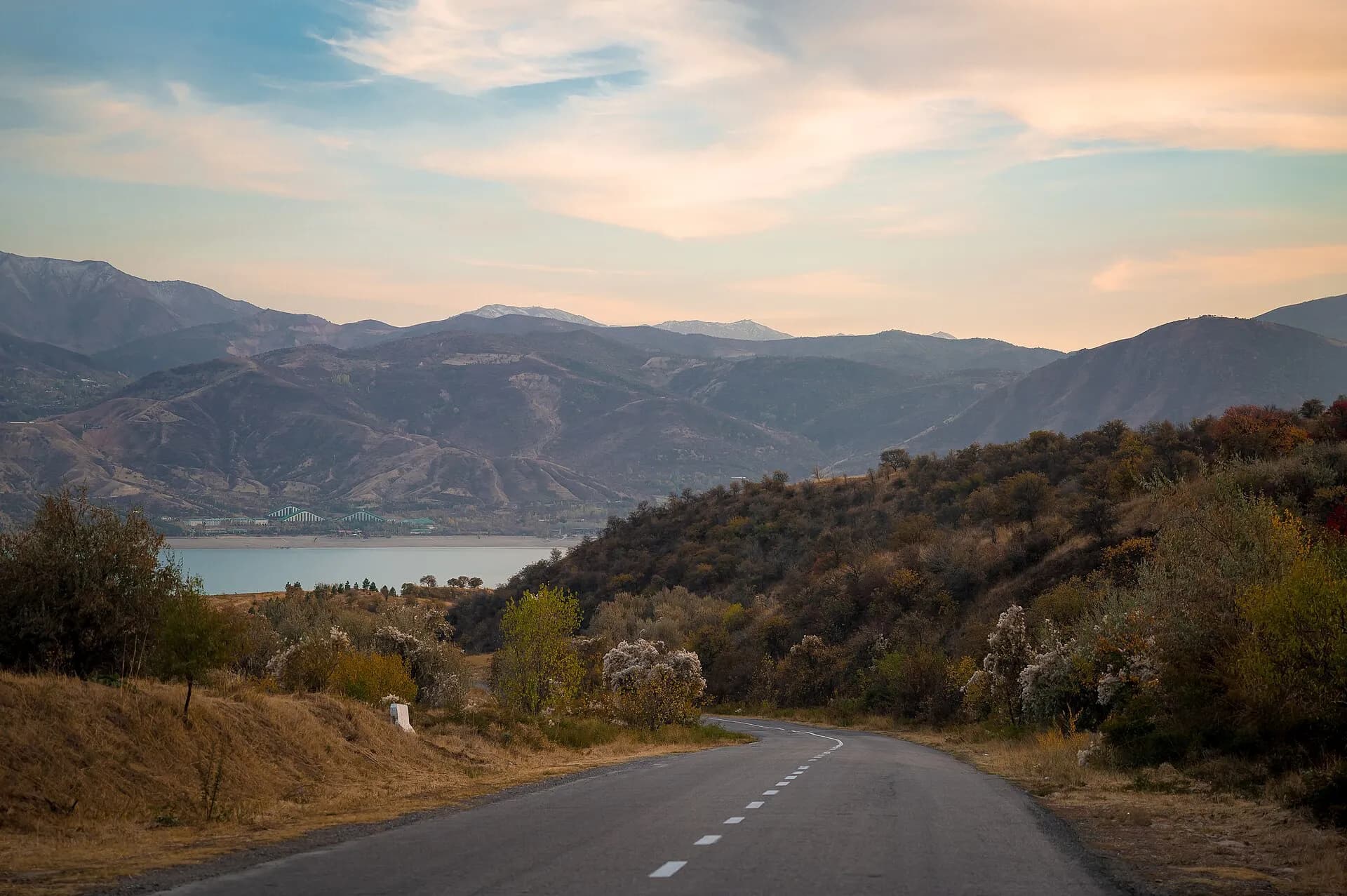 A winding mountain road above Charvak Reservoir, Tashkent Region