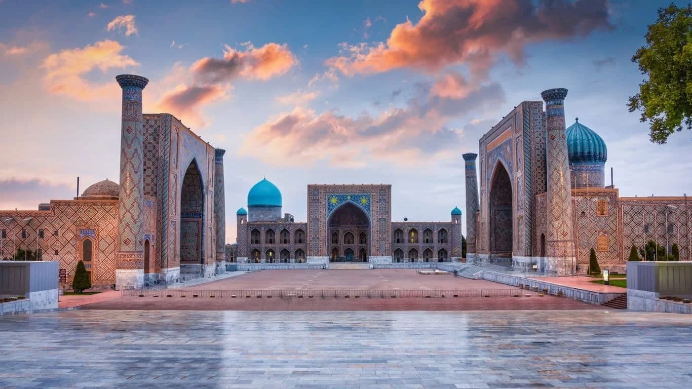 Registan Square at sunset, Samarkand