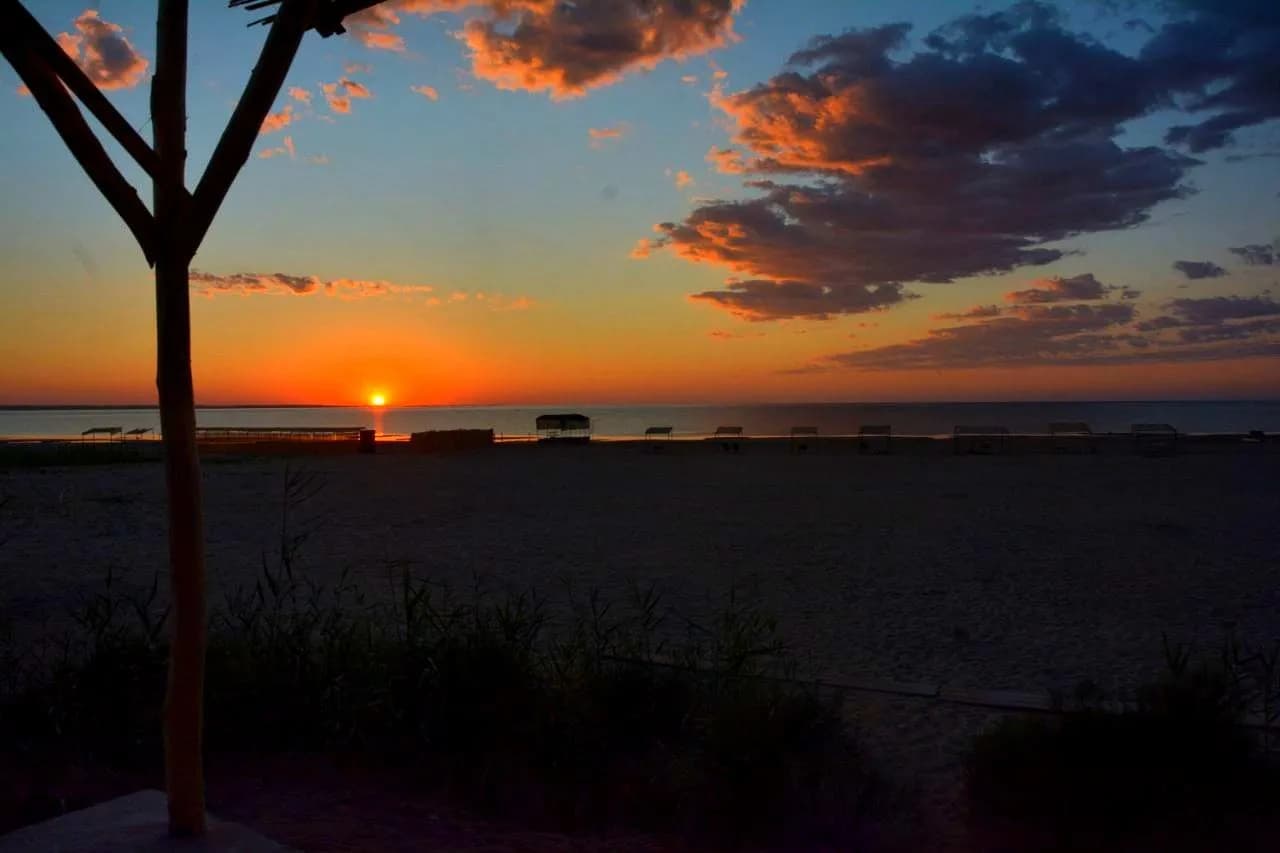 Sunset over Aydarkul Lake